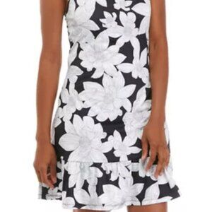 Women's Printed Tank Dress with attached shorts Black/White Floral Med N…